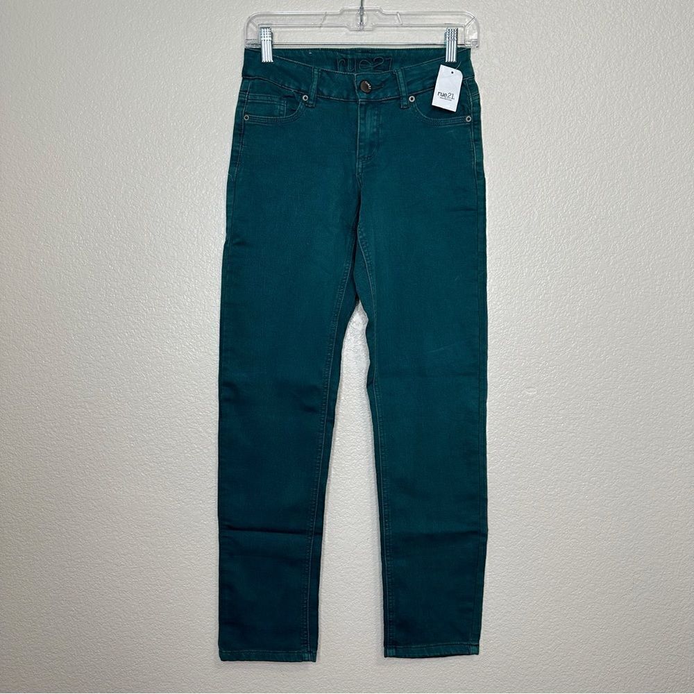 Rue21 Green Freedom Flex Mid Rise Skinny Jeans, Size 1/2R - Picture 2 of 10